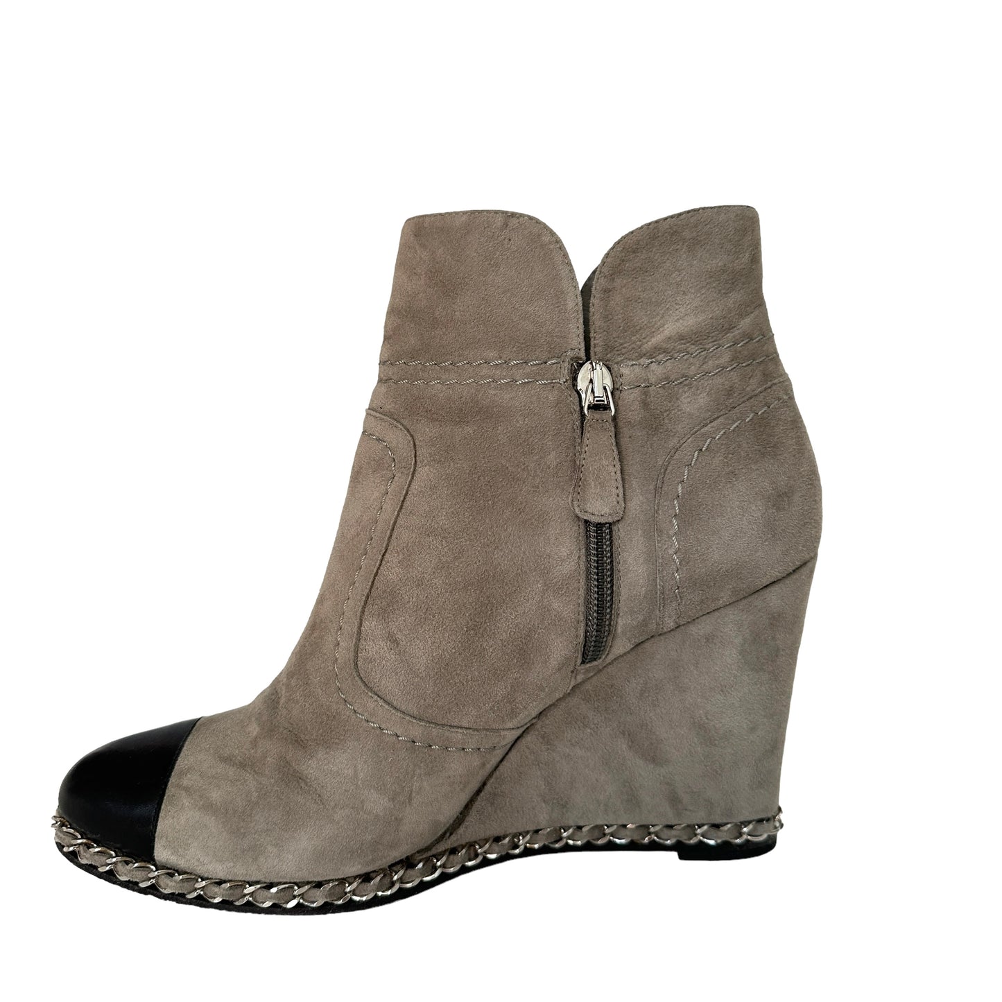 Grey & Black Chain Boots - 9