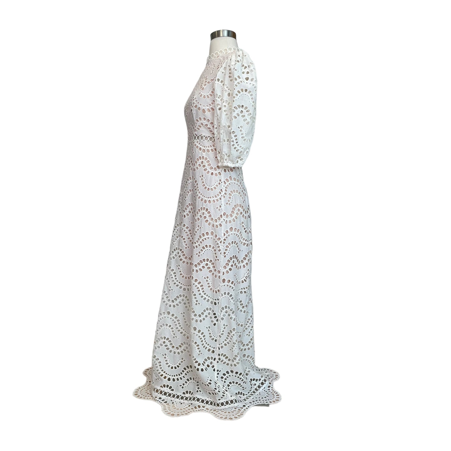 White Eyelet Lace Long Dress - 1