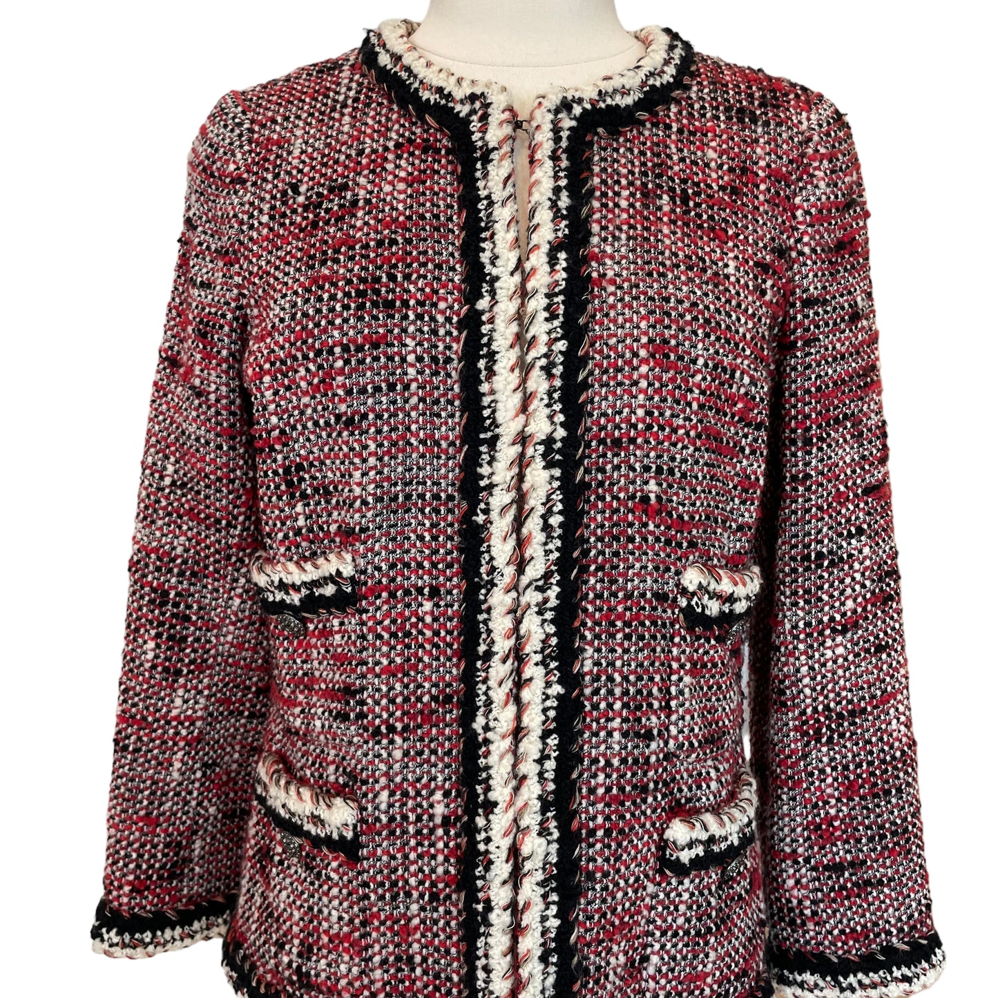 Red and Black Tweed Jacket - S