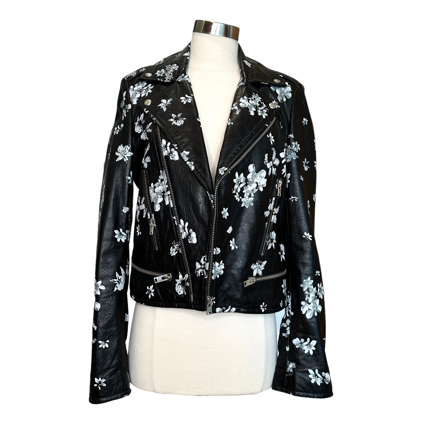 Floral Leather Jacket - S