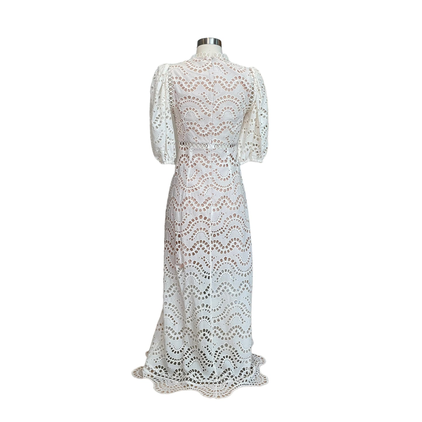 White Eyelet Lace Long Dress - 1
