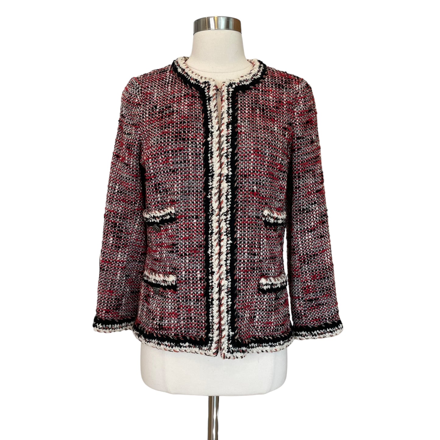 Red and Black Tweed Jacket - S