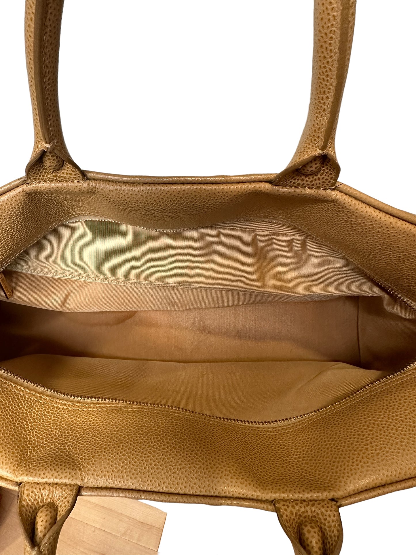Camel Caviar Bowler Bag