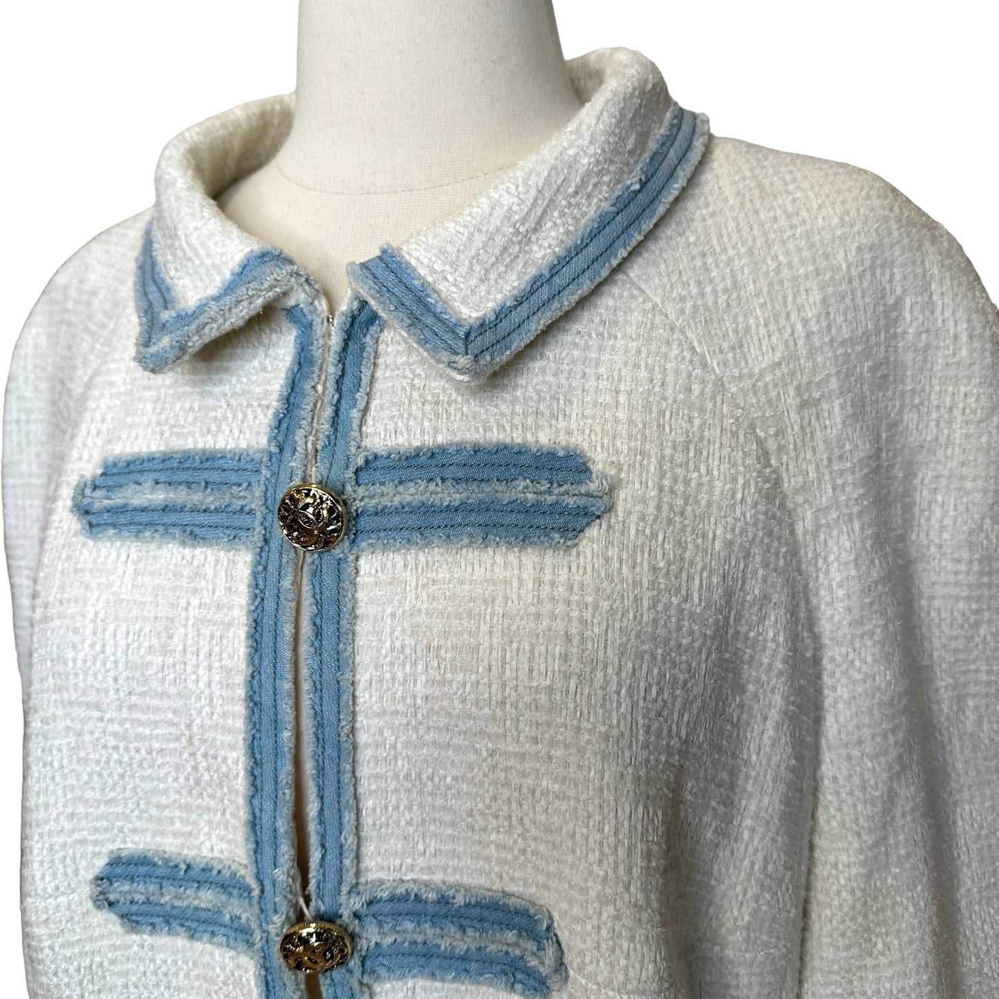 White & Denim Jacket - XL
