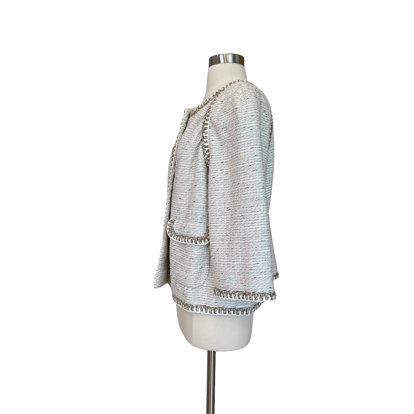Cream Owl Button Tweed Jacket - L/XL