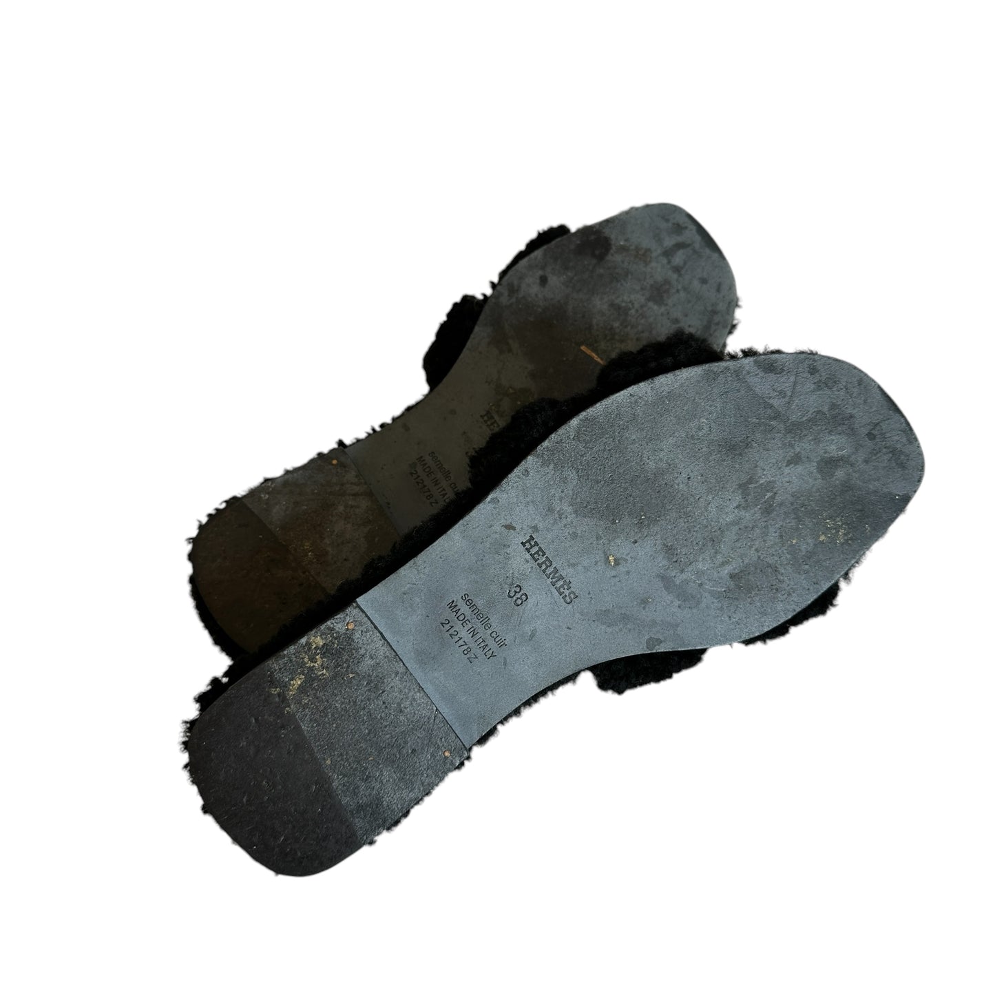 Black Shearling Oran Sandals - 8