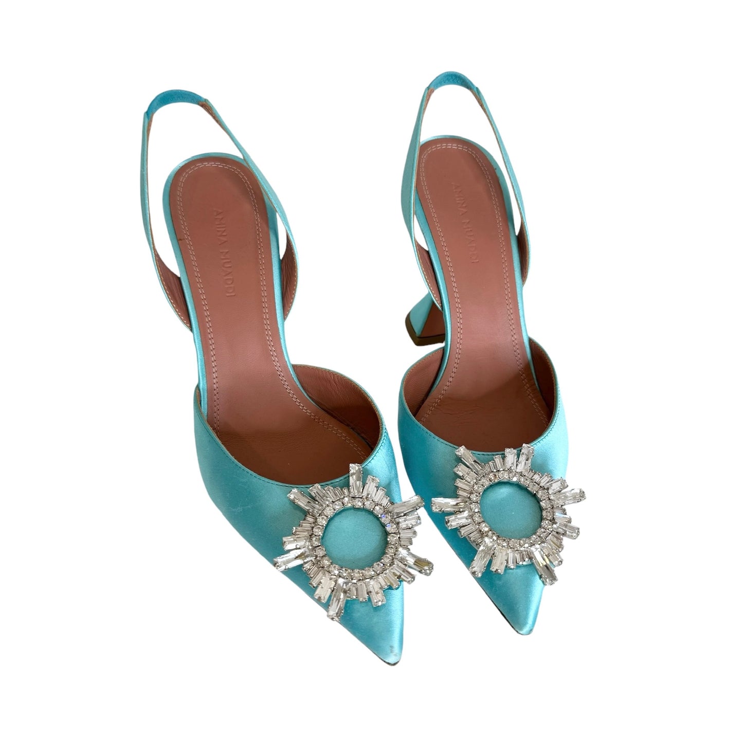 Blue Satin & Crystal Heels - 7