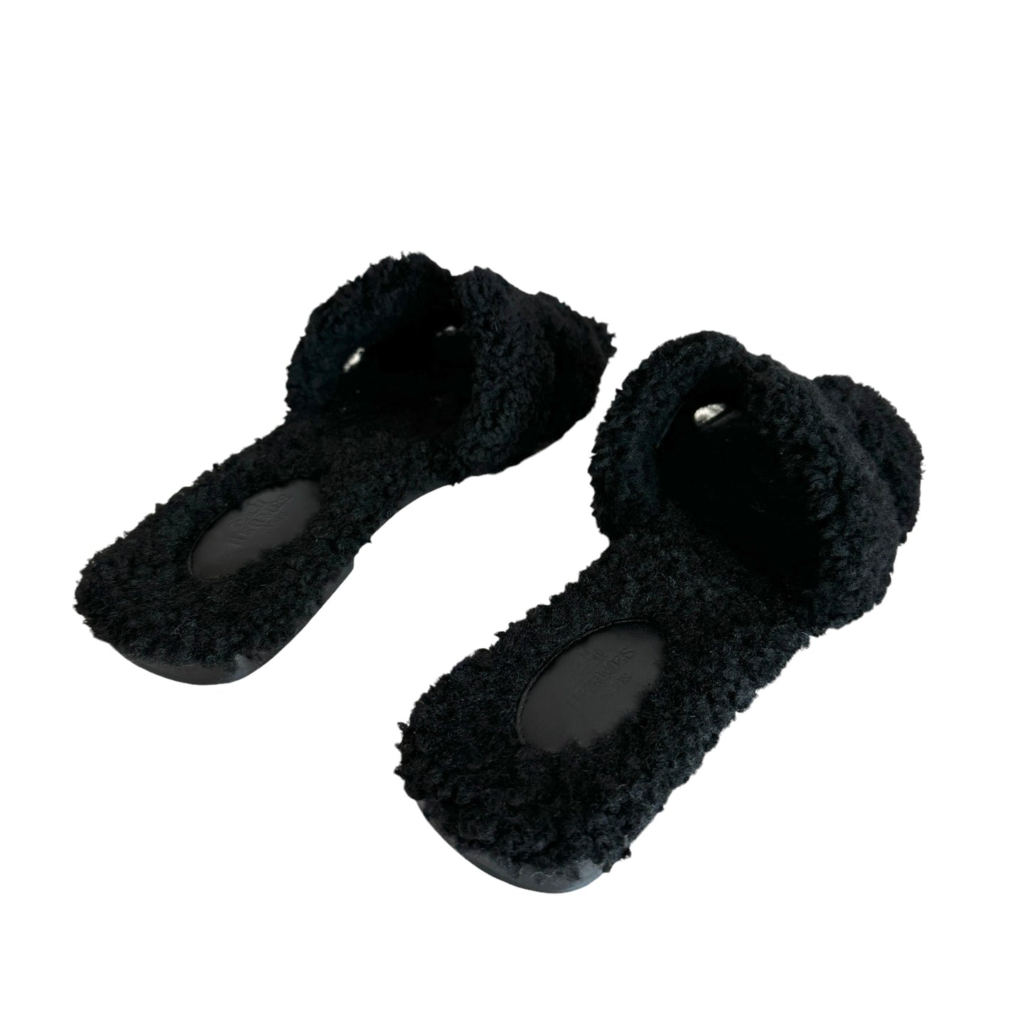Black Shearling Oran Sandals - 8