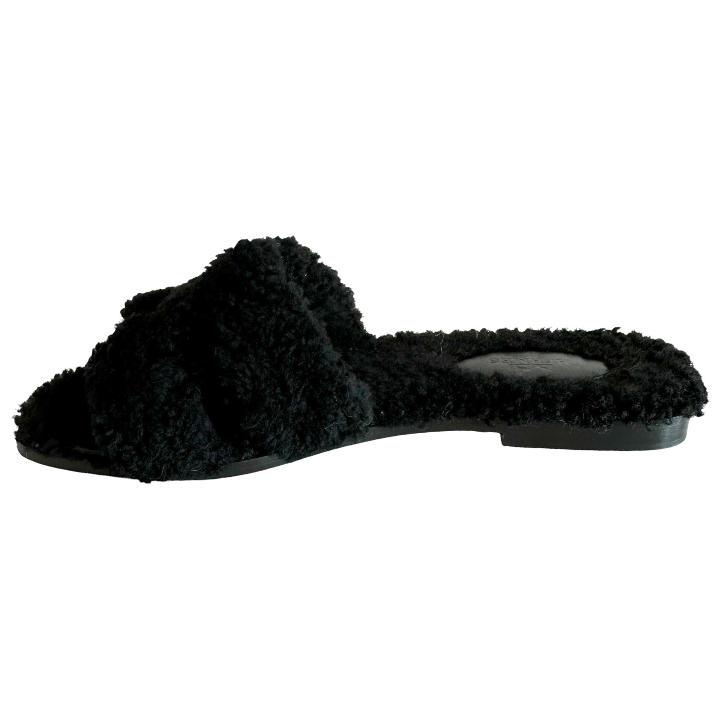 Black Shearling Oran Sandals - 8