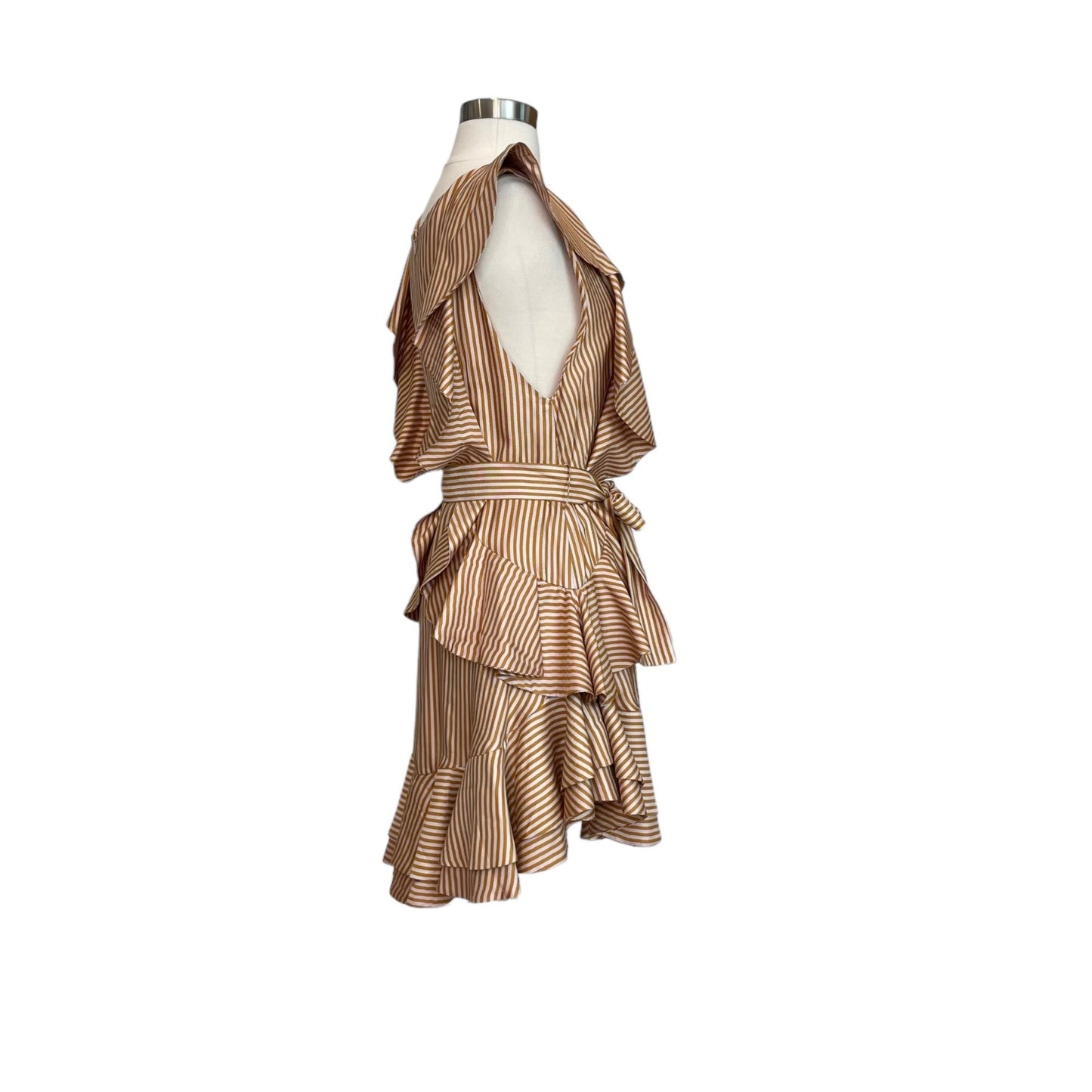 Orange Striped Silk Dress - 2