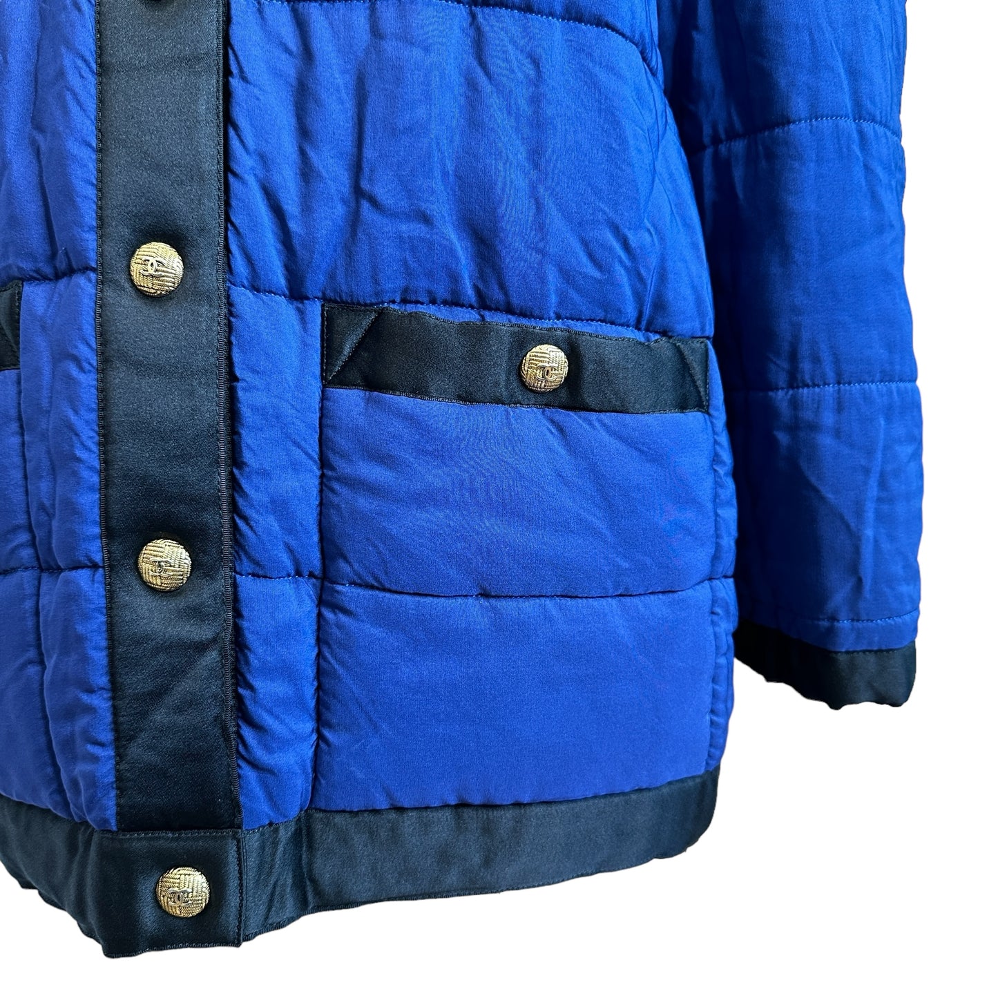 Blue & Black Puffer Jacket - L