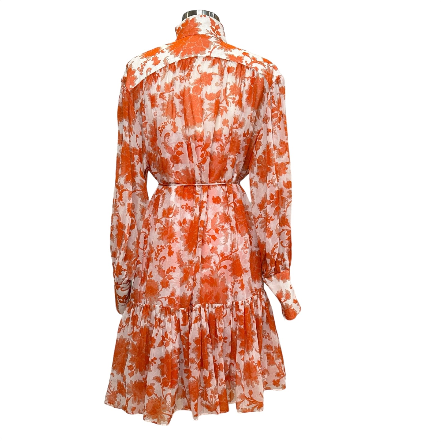 Cream & Orange Silk Dress - M