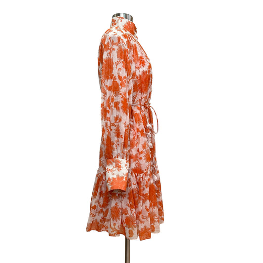 Cream & Orange Silk Dress - M