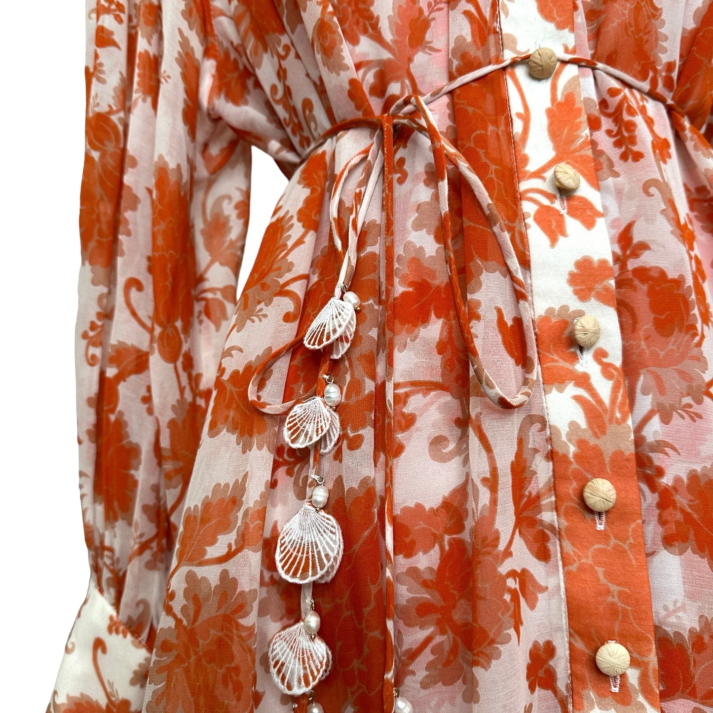 Cream & Orange Silk Dress - M