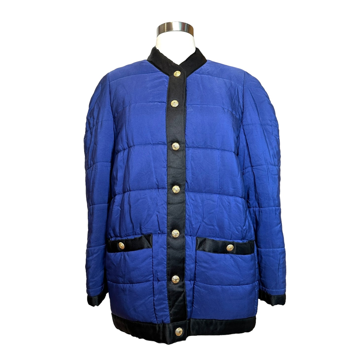 Blue & Black Puffer Jacket - L
