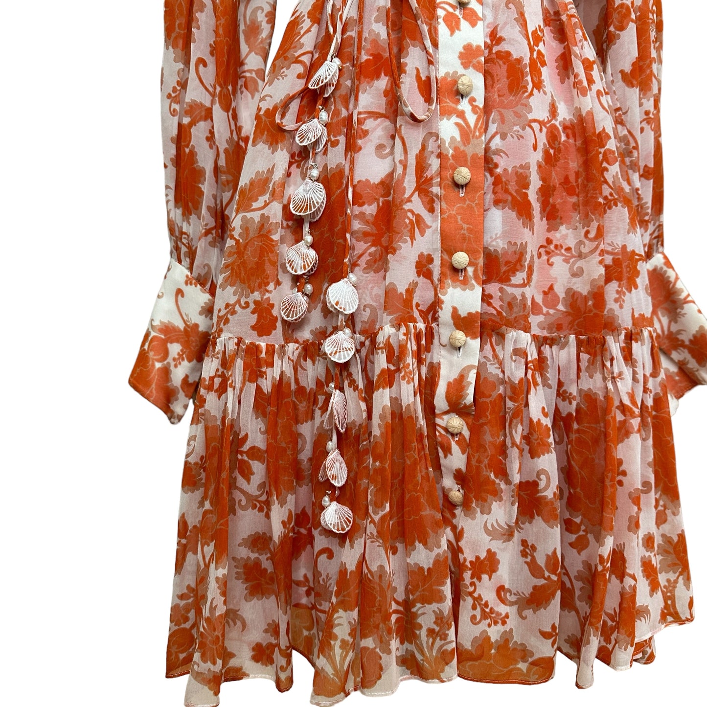 Cream & Orange Silk Dress - M