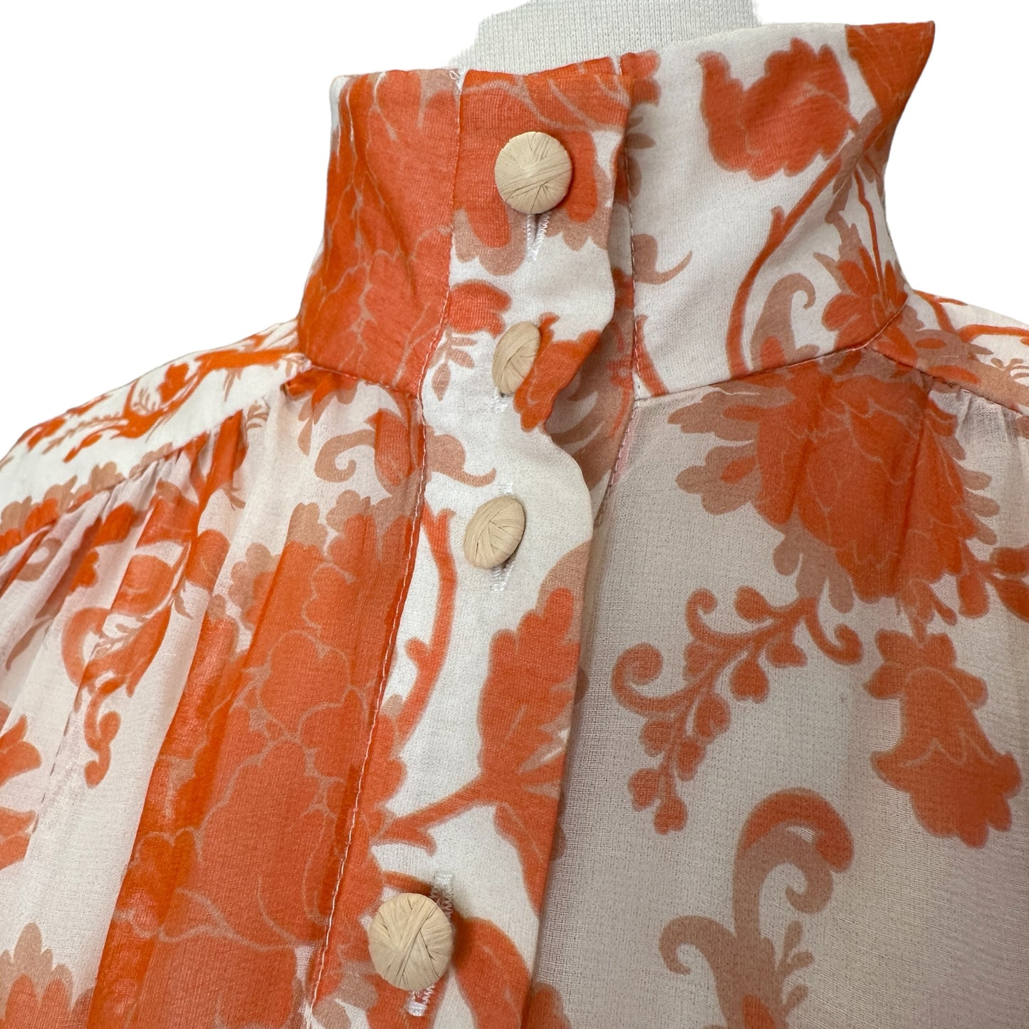 Cream & Orange Silk Dress - M