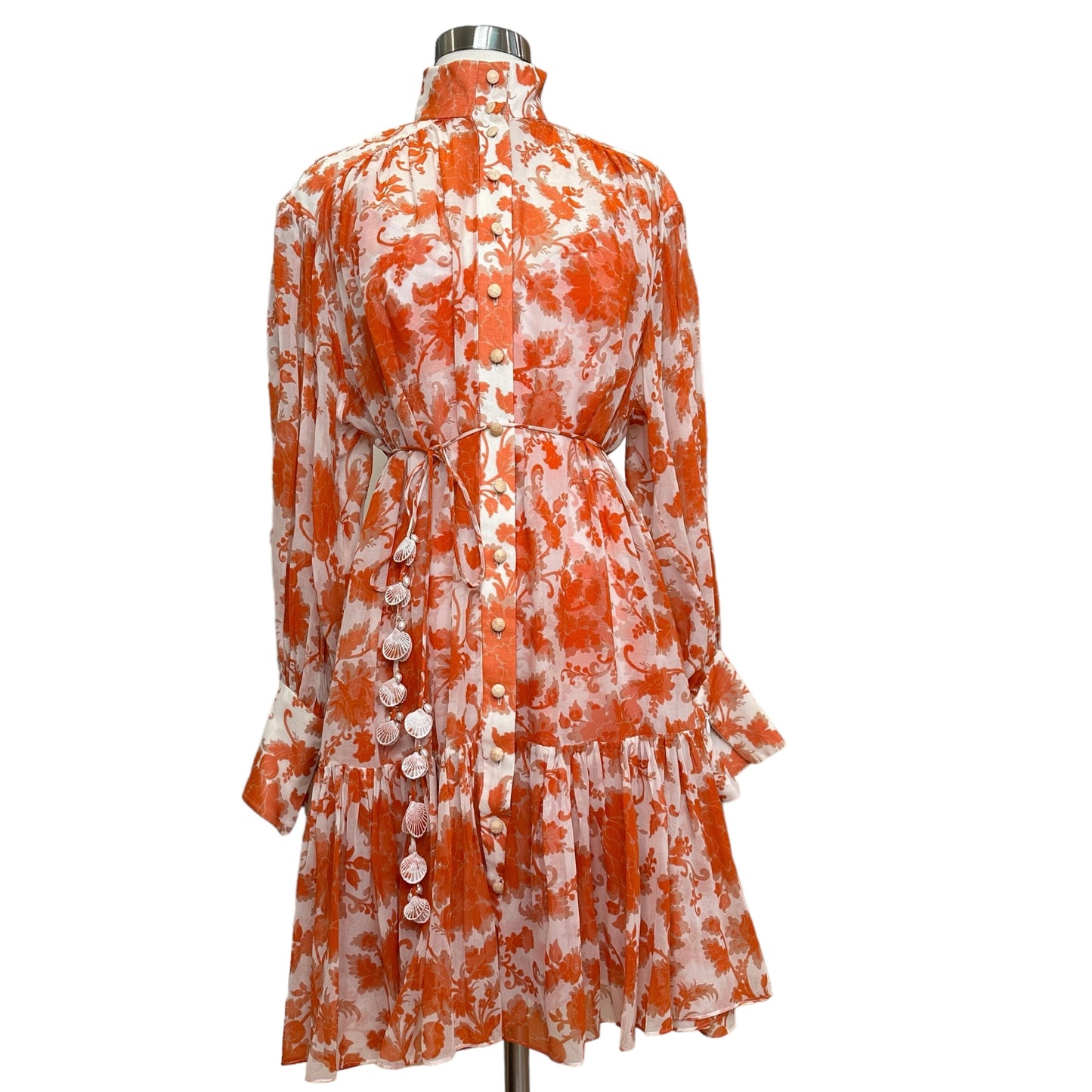 Cream & Orange Silk Dress - M