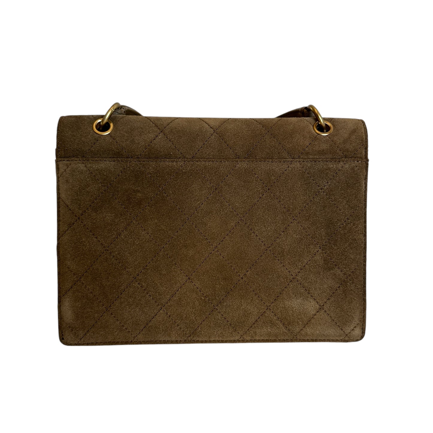 Brown Suede Flap Bag