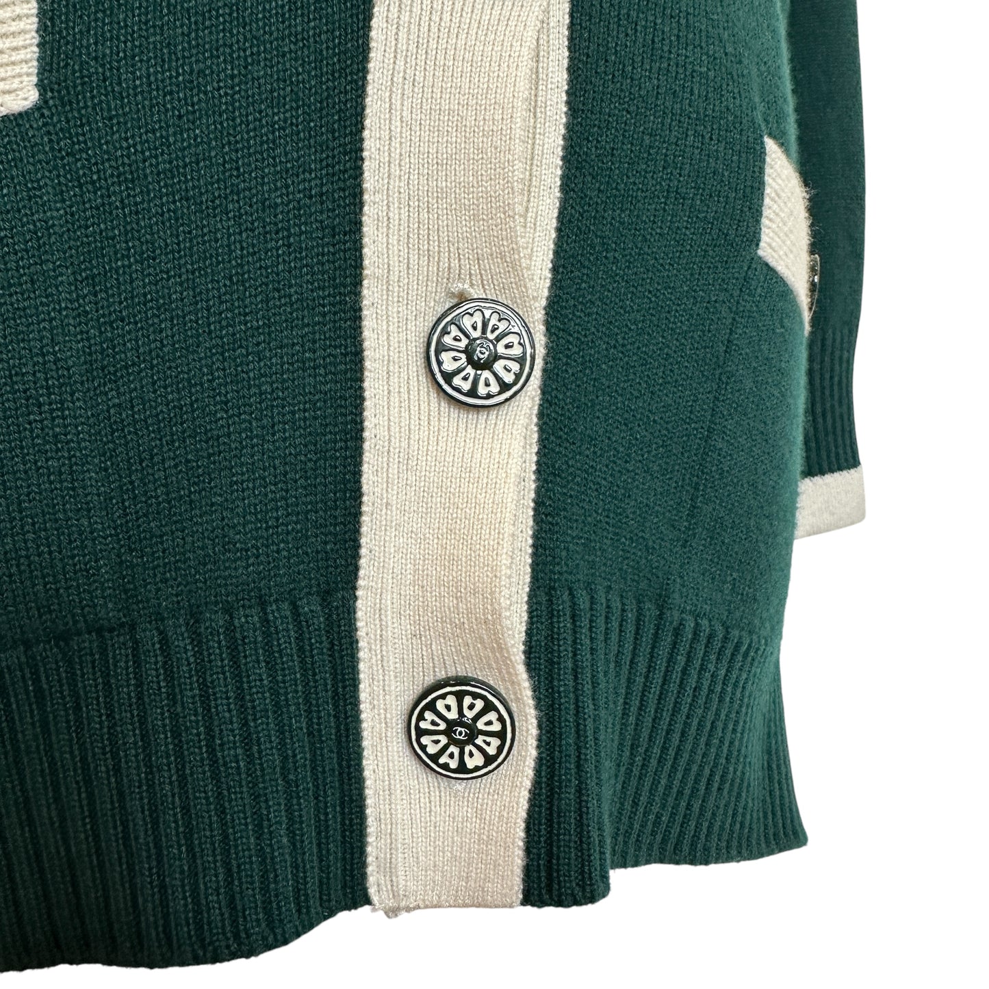 Green Cashmere Cardigan - L