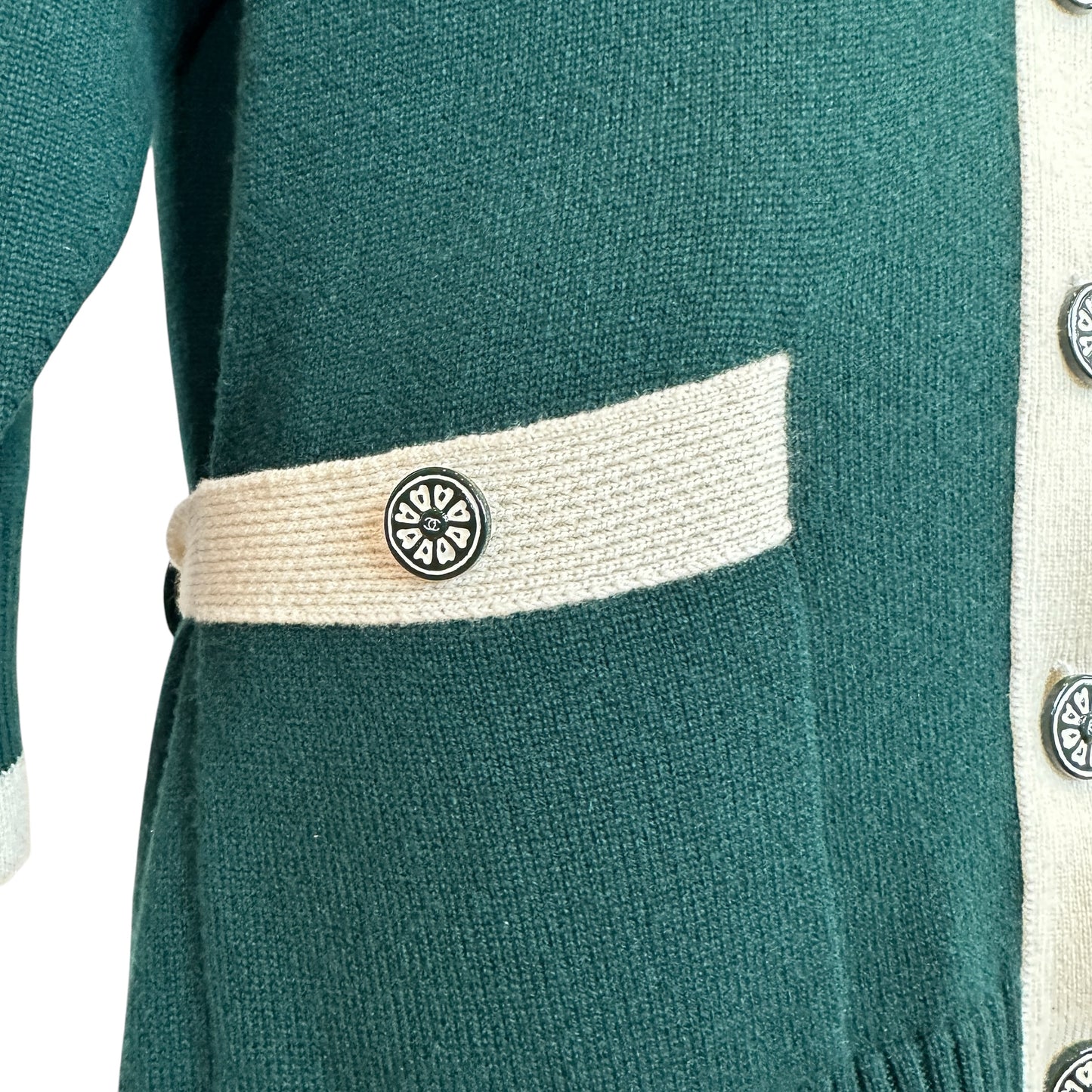 Green Cashmere Cardigan - L
