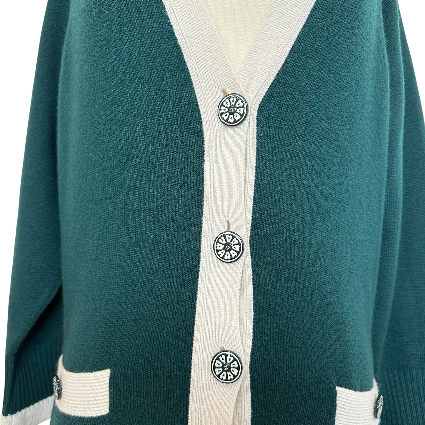 Green Cashmere Cardigan - L