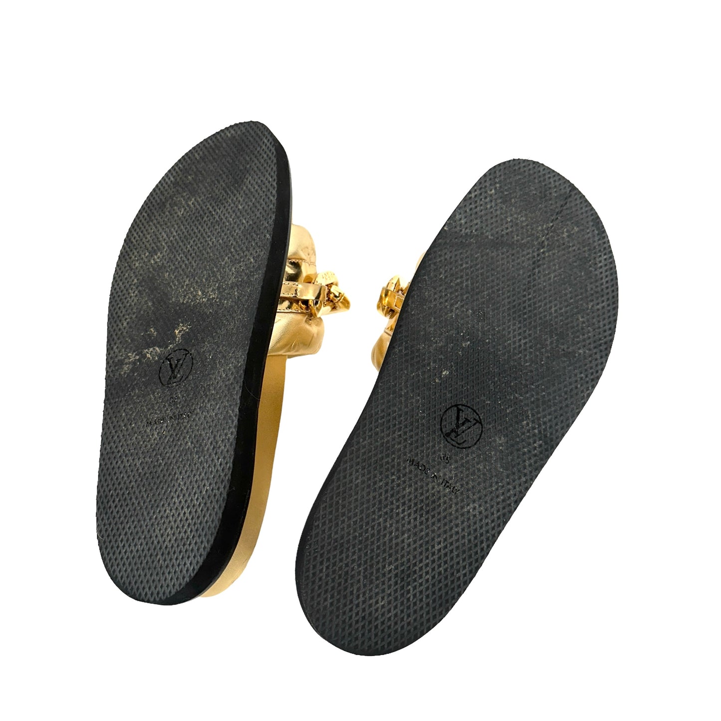 Gold Chain Monogram Sandals - 8