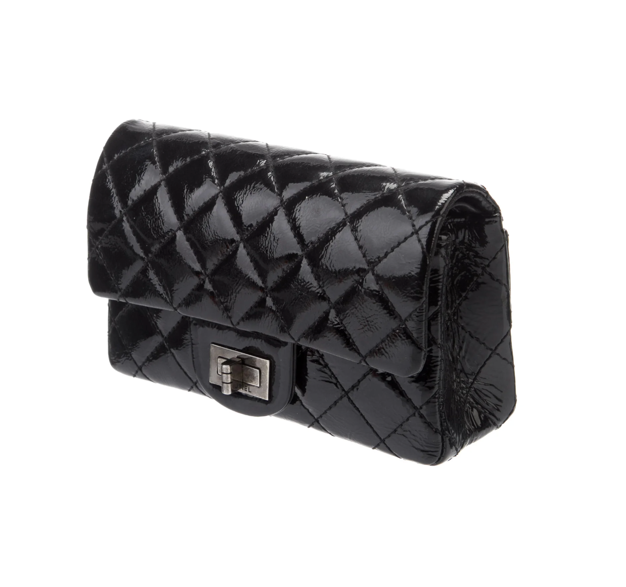 Vintage Reissue Black Patent Clutch