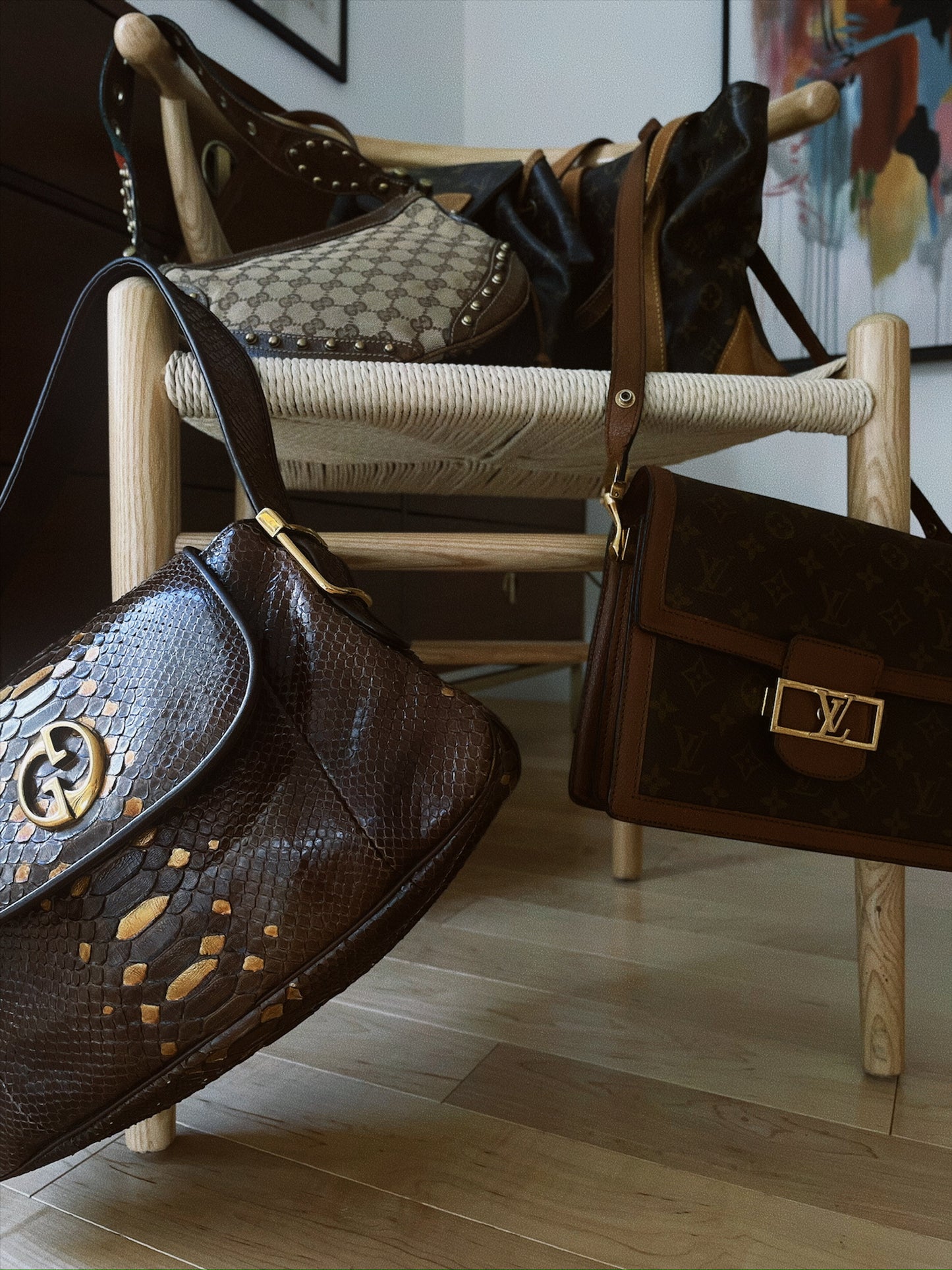 Brown & Gold Python Bag