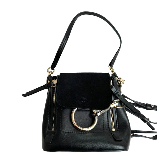 Faye Black Leather Mini Convertible Bag