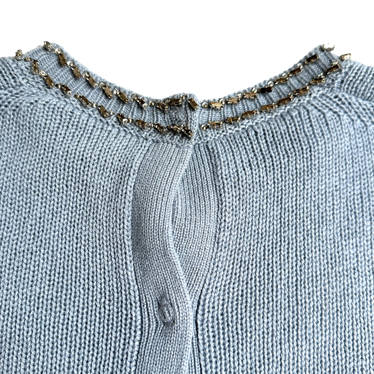 Light Blue Top w/Crystals - L