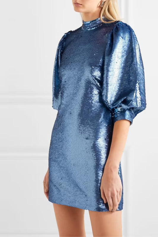 Blue Sequins Dress - S