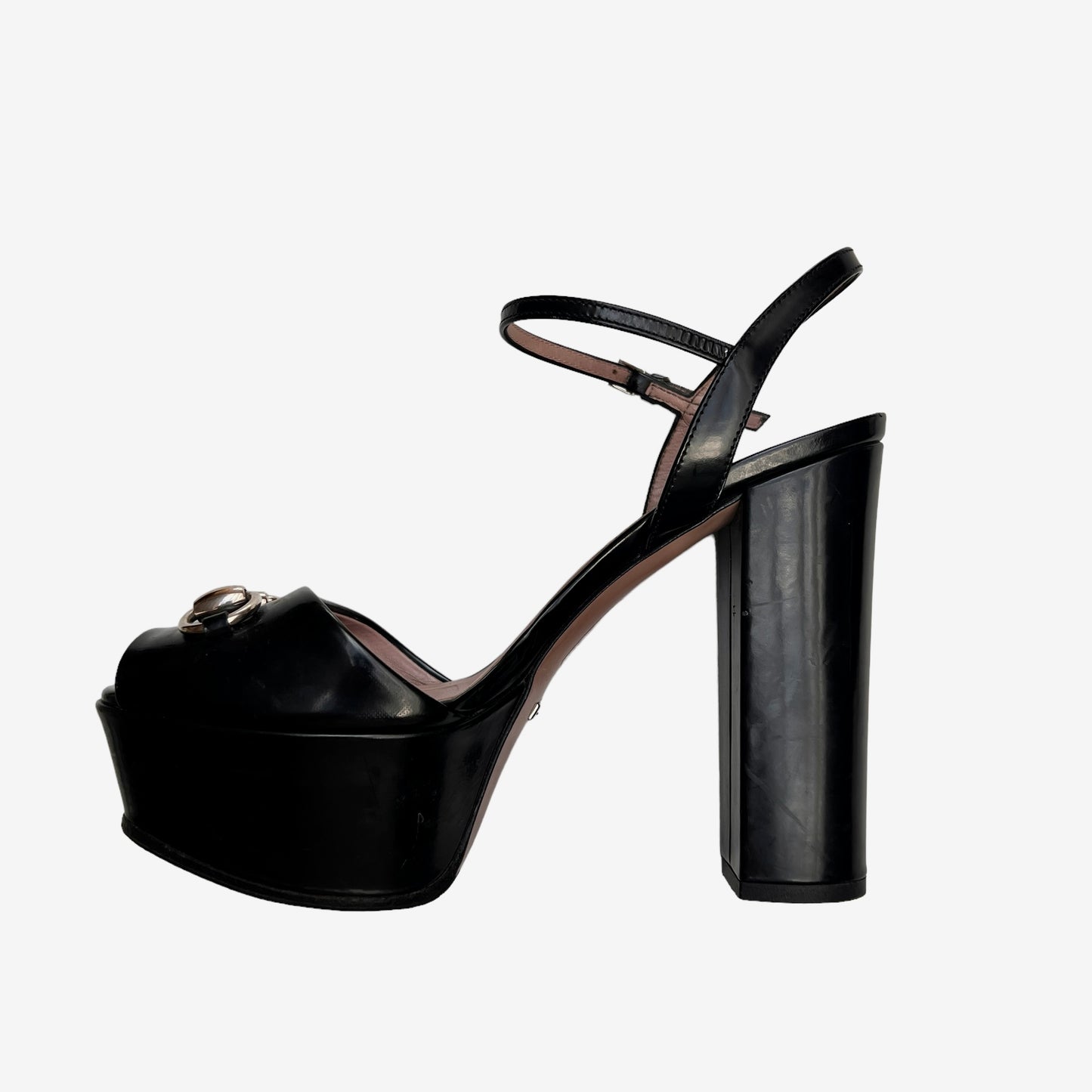 Black Patent Horse bite Platform Heels - 6.5
