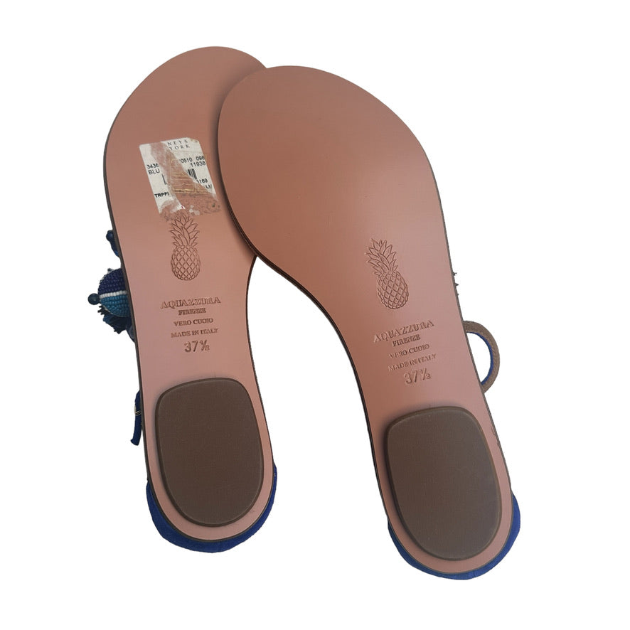 Blue Suede & Beads Sandals - 7.5