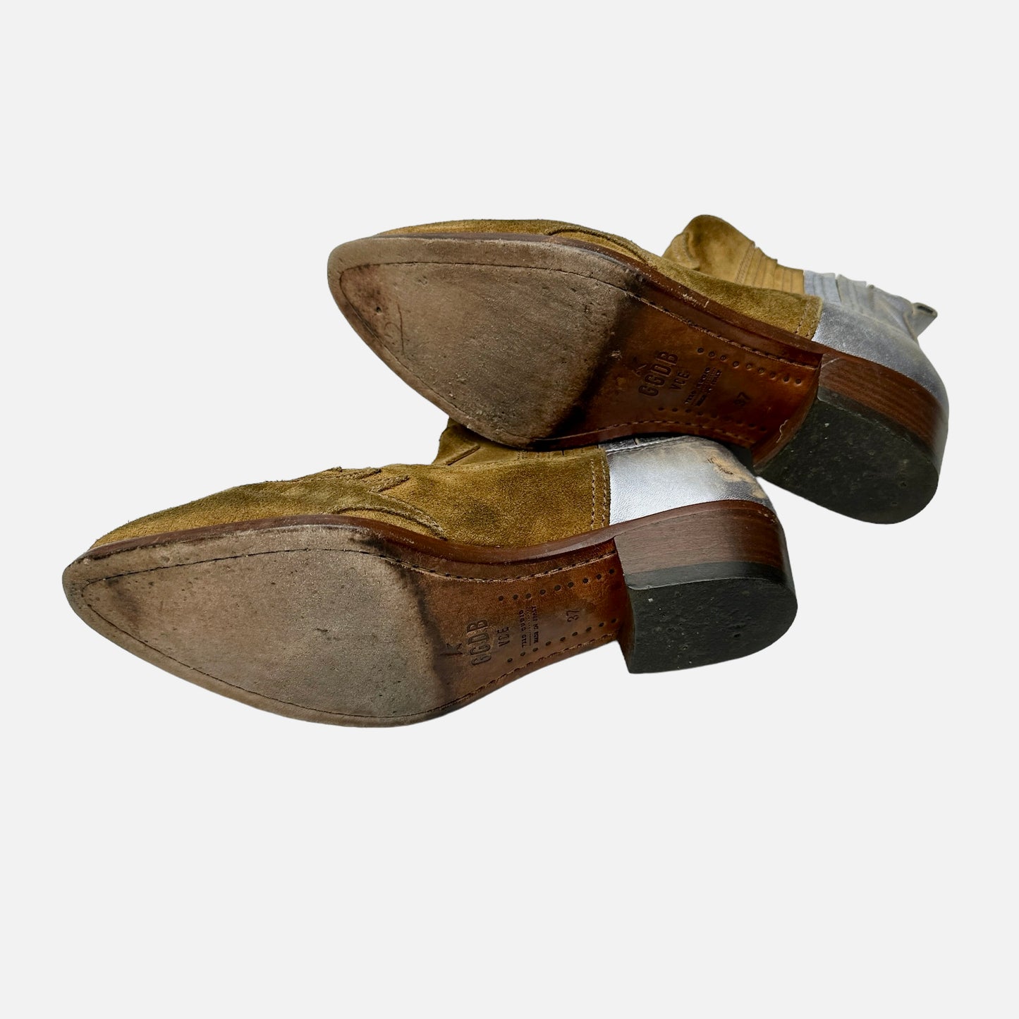 Brown Suede and Silver Leather Boots - 7