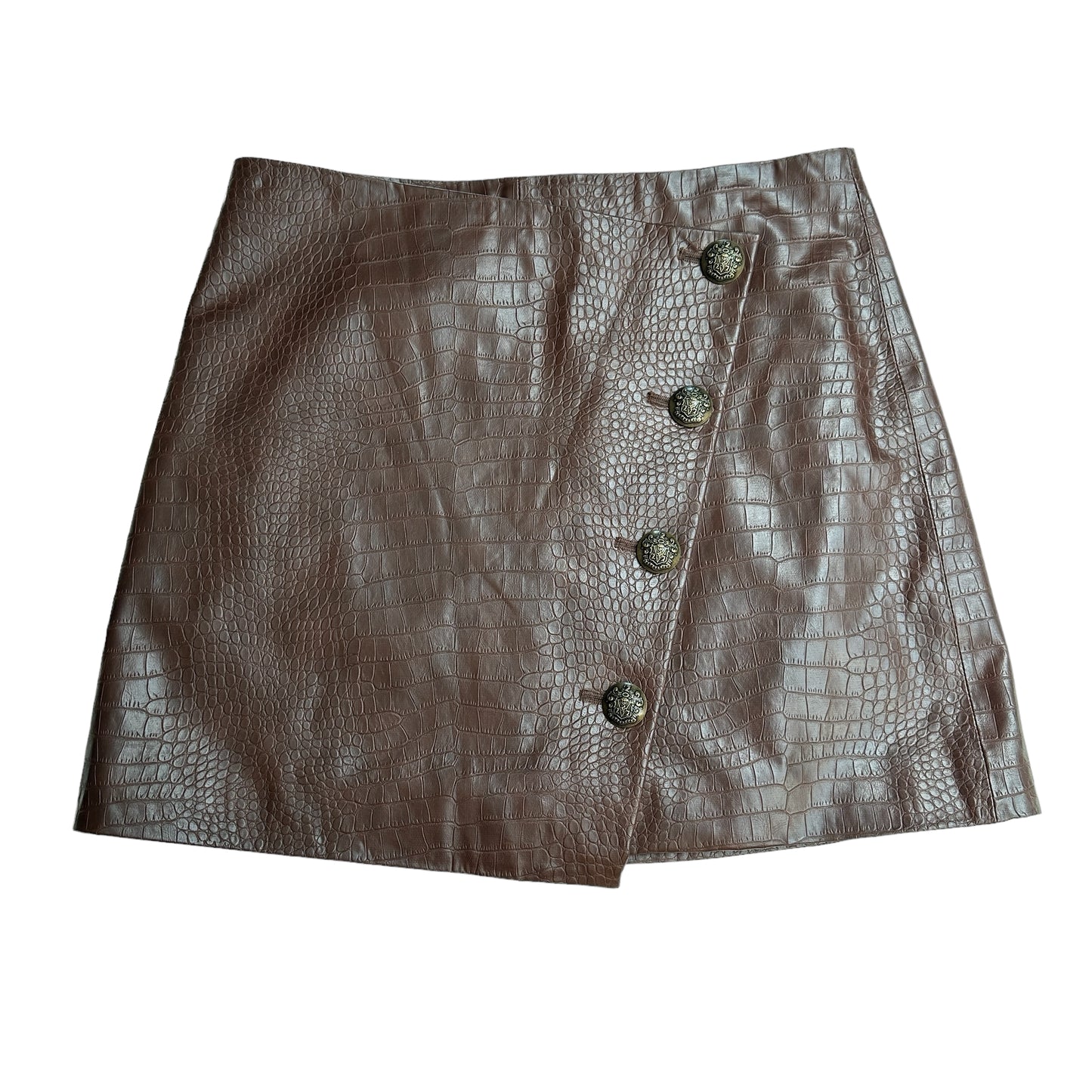 Chocolate Brown Croc Embossed Skirt Set - M/L