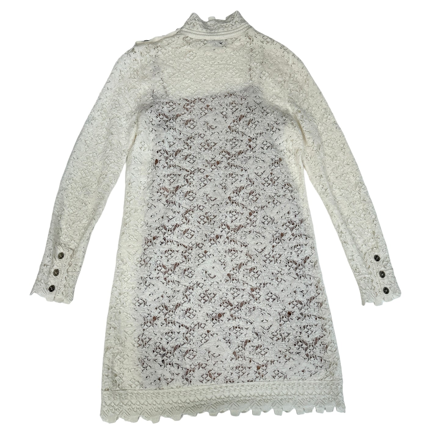 White Silk and Alpaga Dress - S