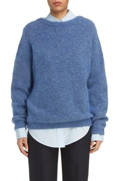 Dramatic Blue Mohair Sweater - L