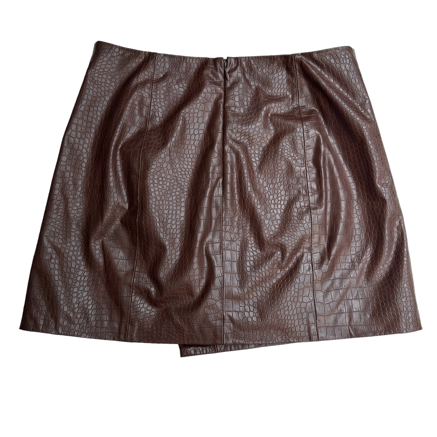 Chocolate Brown Croc Embossed Skirt Set - M/L