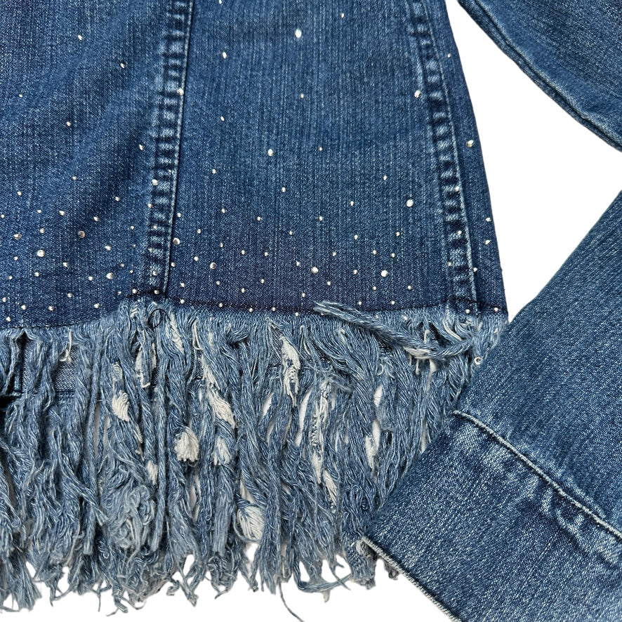 Vintage Blue Denim Jeans Jacket w/Crystals - M