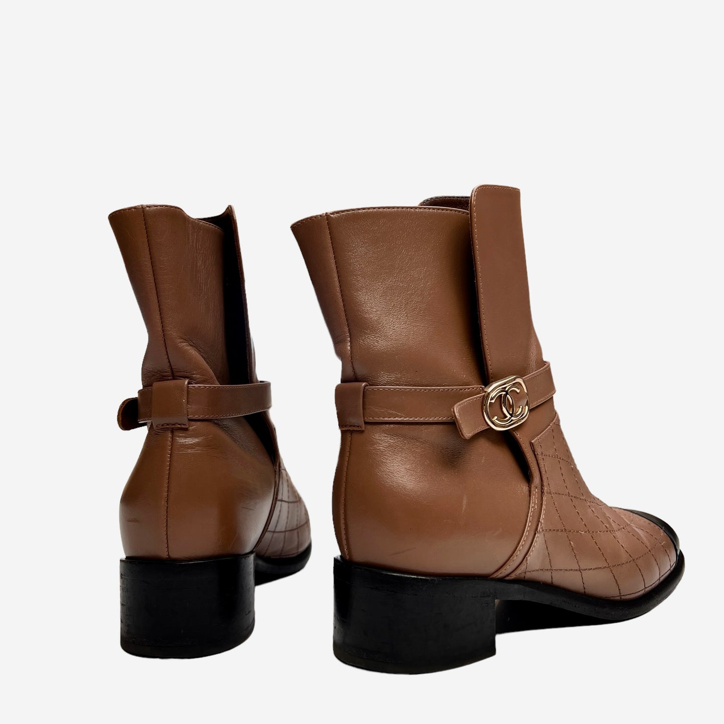 Brown & Black Leather Boots - 7.5