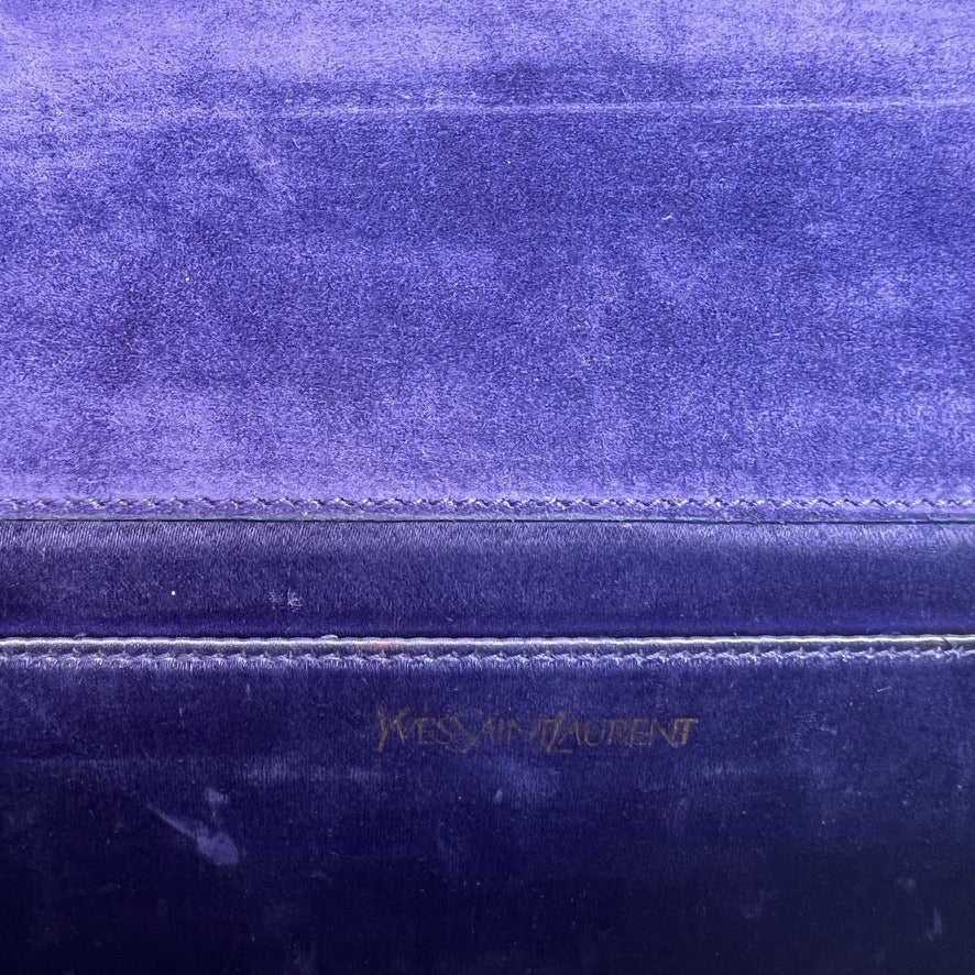 Blue Logo Patent Leather Clutch