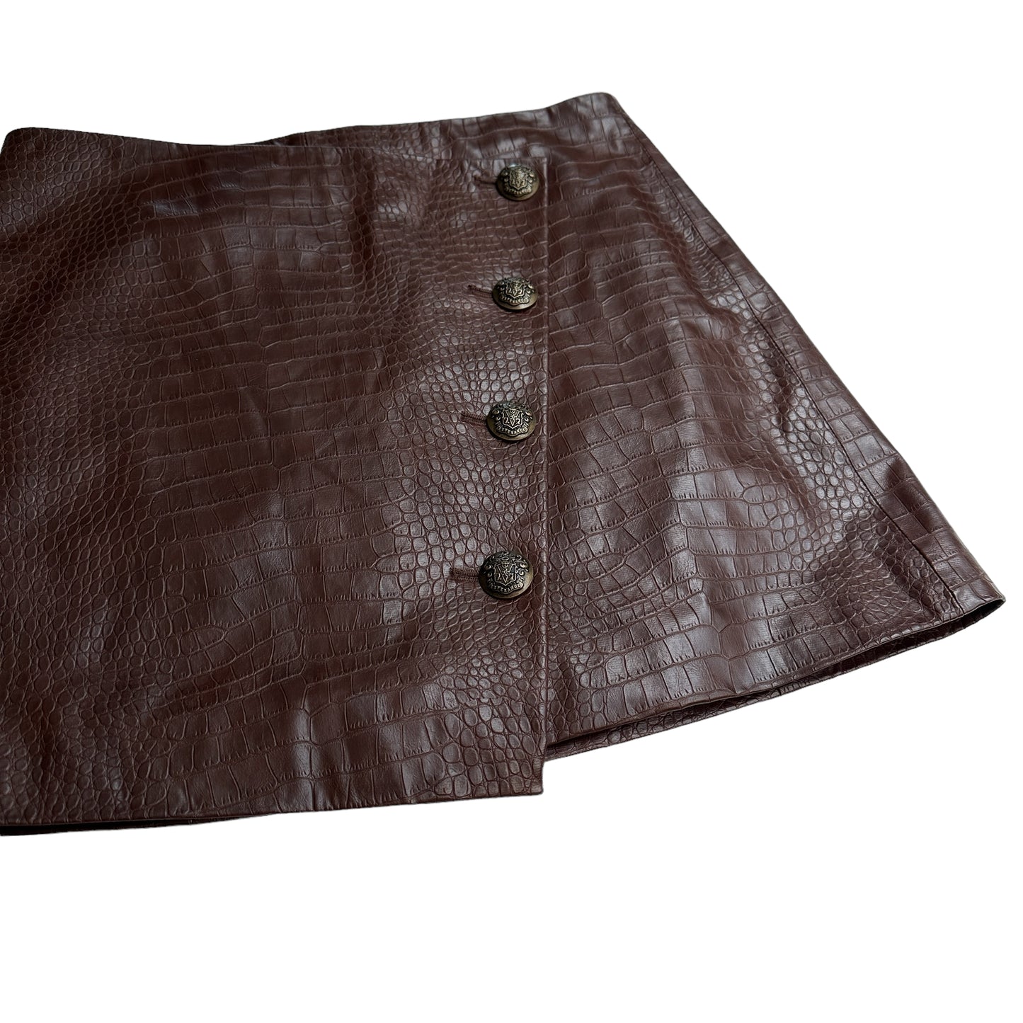 Chocolate Brown Croc Embossed Skirt Set - M/L