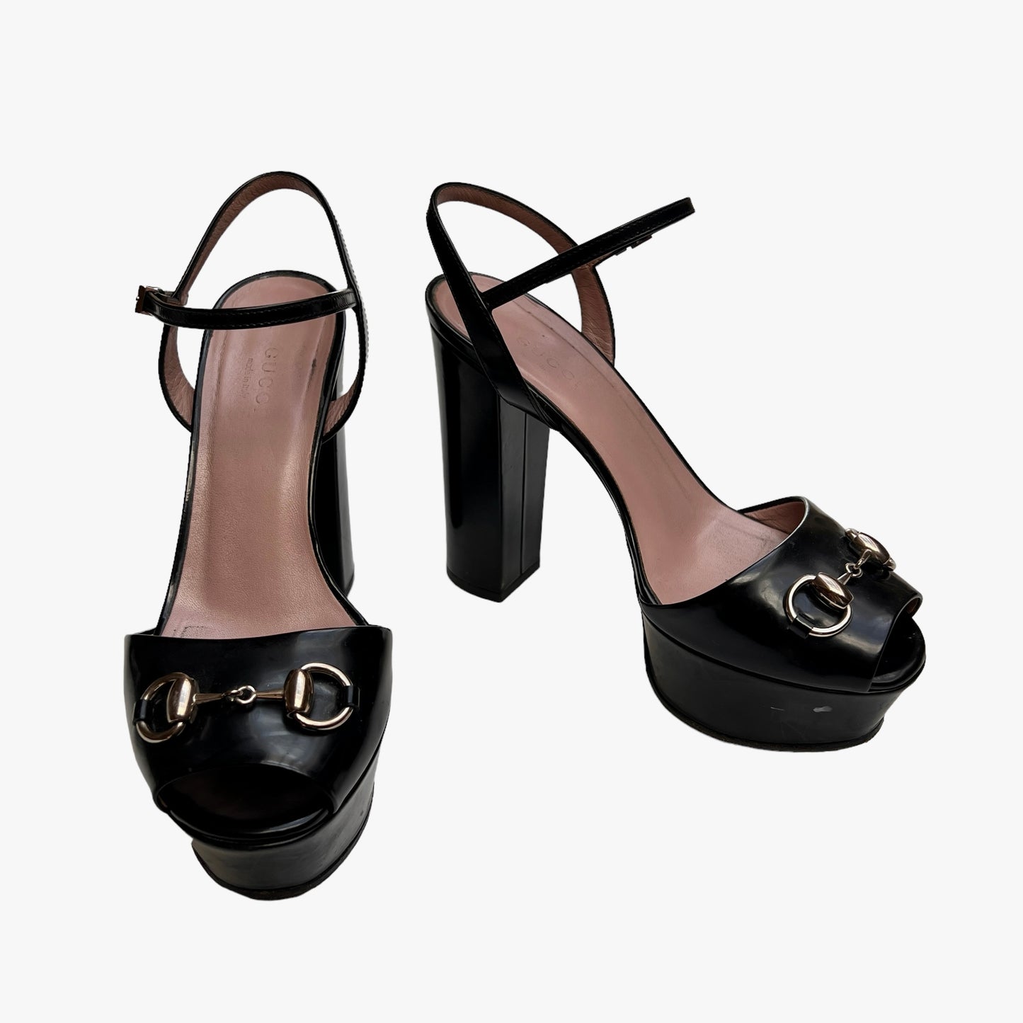 Black Patent Horse bite Platform Heels - 6.5