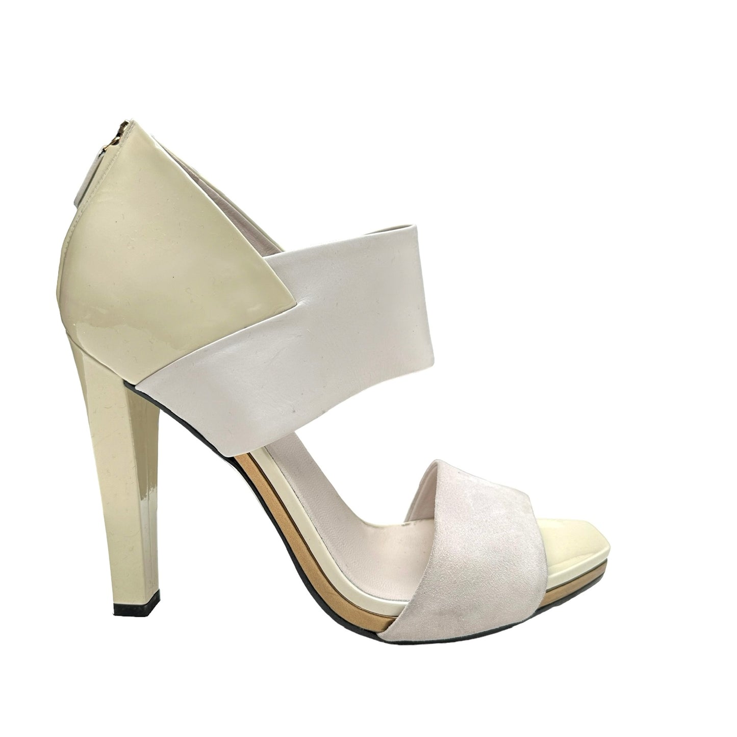 White Leather & Suede High Heels - 11