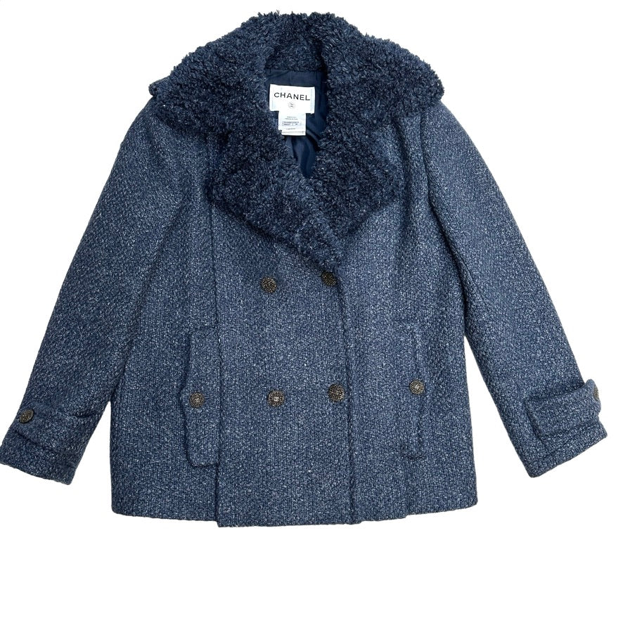 Blue Tweed Coat - M