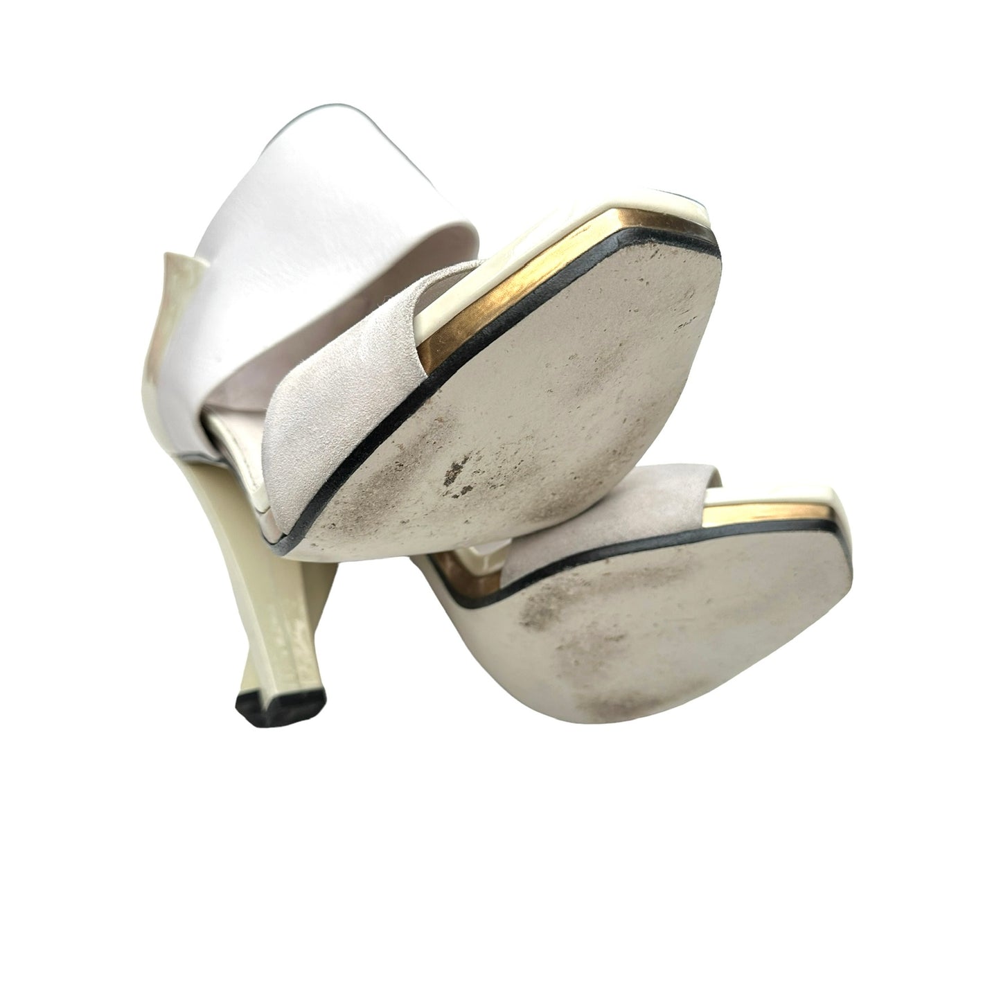 White Leather & Suede High Heels - 11