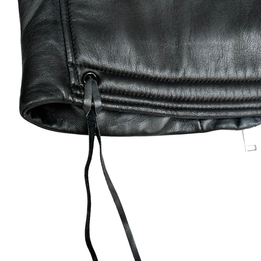 Black Leather Moto Jacket - S/M