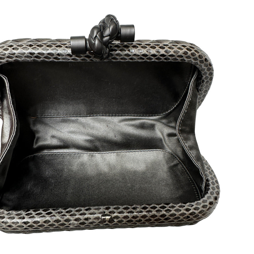 Intrecciato Satin & Snake Skin Clutch