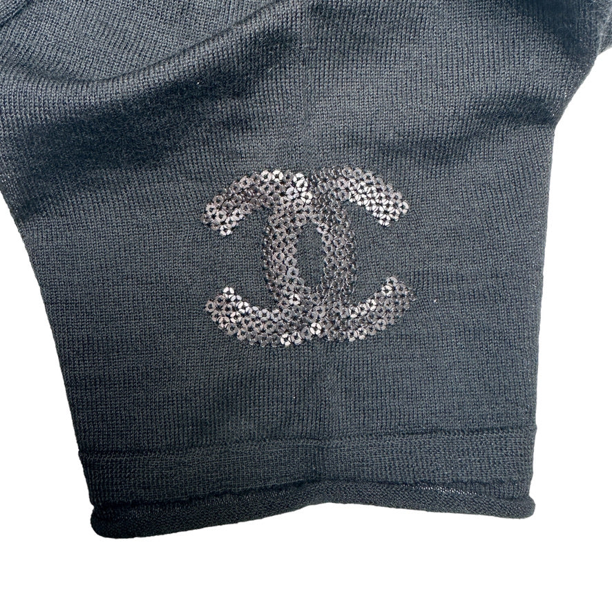 Black Cashmere Shirt w/Logo - S